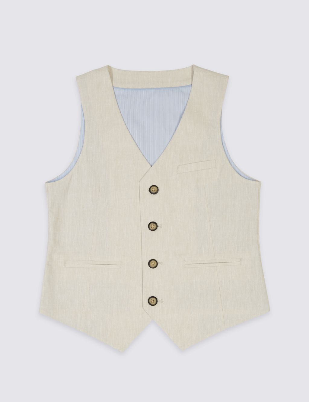 Linen Blend 4 Button Waistcoat (3-14 Years) 1 of 7