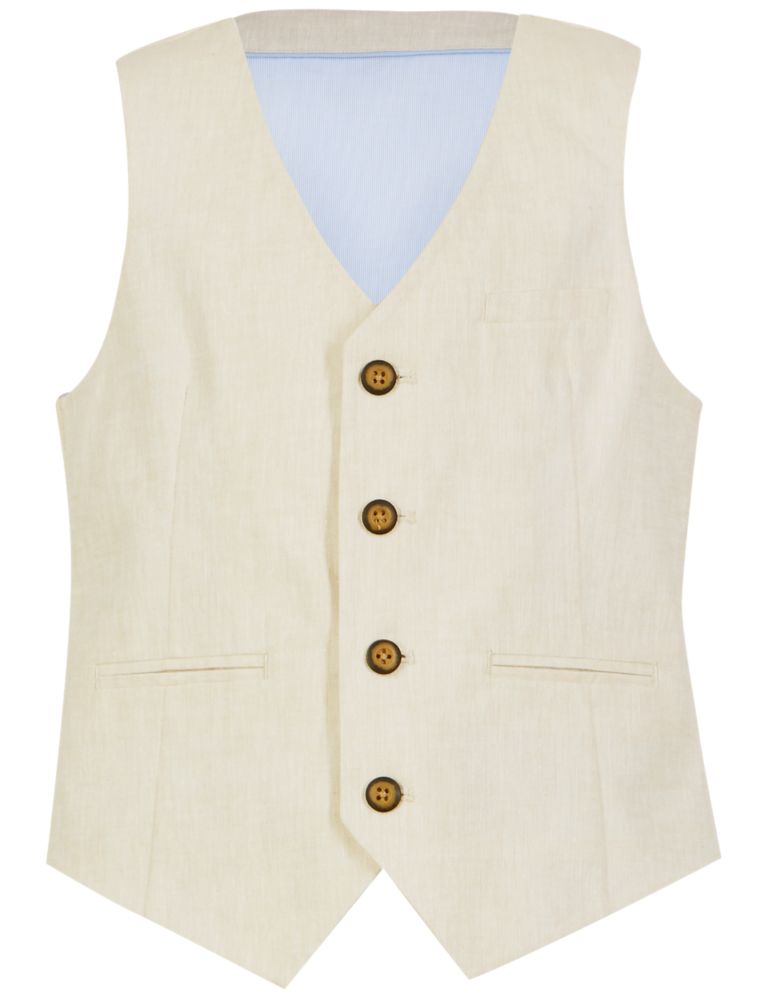 Linen Blend 4 Button Waistcoat (3-14 Years) 6 of 7