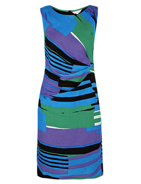 Linen Blend Abstract Striped Shift Dress Image 2 of 7