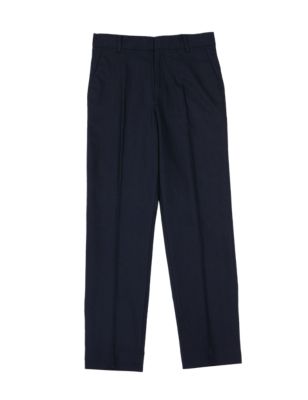 Linen Blend Adjustable Waist Flat Front Trousers (5-14 Years) Image 2 of 3
