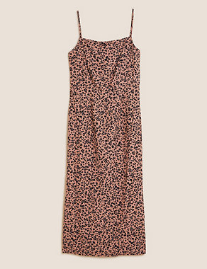 Linen Blend Animal Print Midi Dress Image 2 of 5