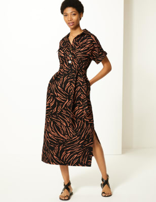 M&s animal sale print shirt dress