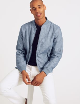 White linen sale bomber jacket