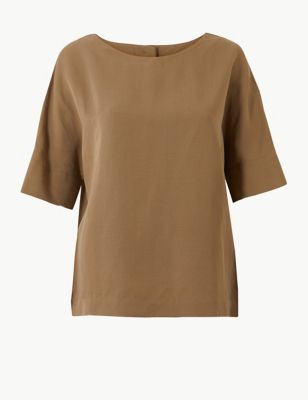 Linen Blend Boxy T-Shirt Image 2 of 4