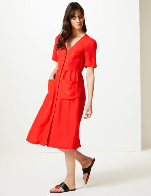 Button best sale linen dress