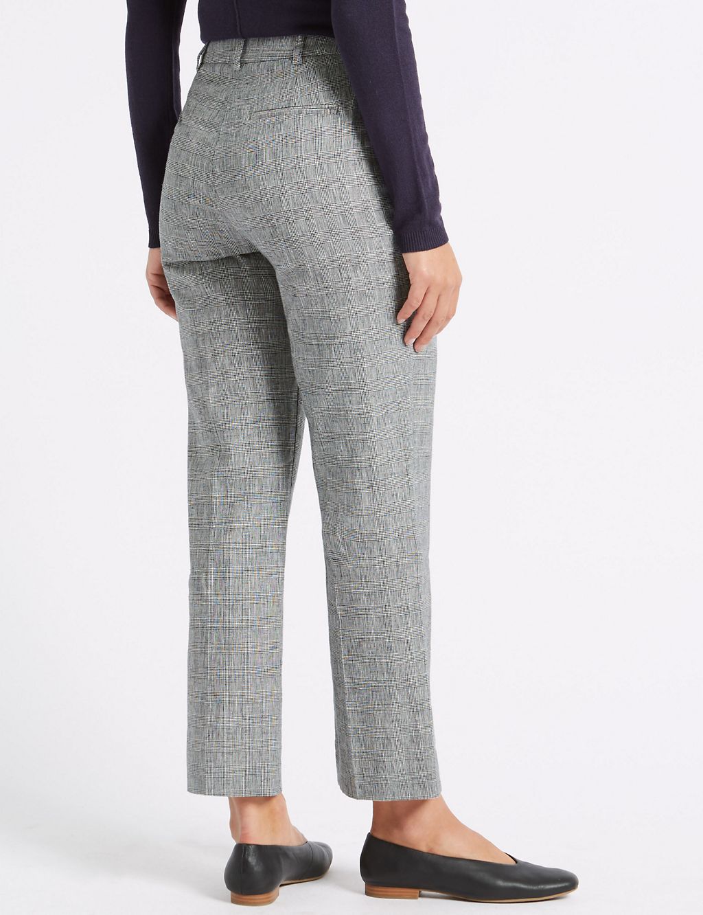 Linen Blend Checked Trousers 7 of 7