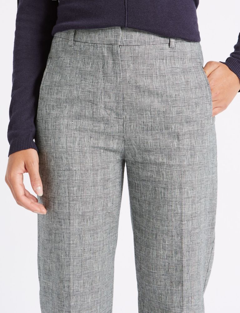 Linen Blend Checked Trousers 6 of 7
