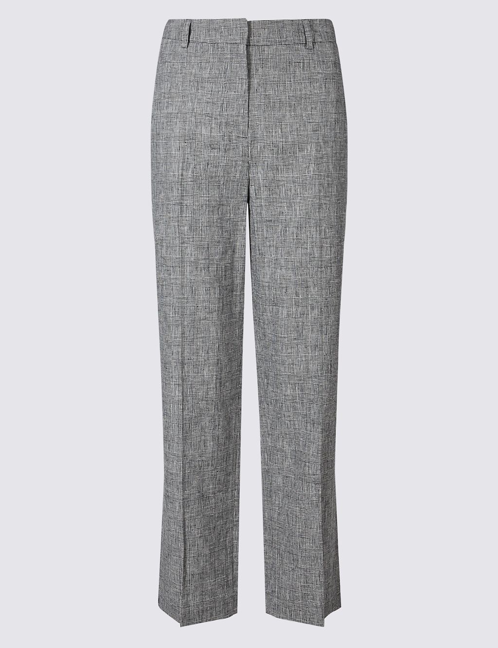 Linen Blend Checked Trousers 1 of 7