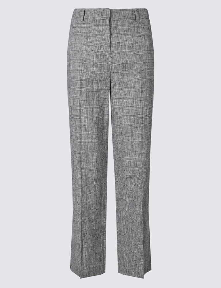 Linen Blend Checked Trousers 3 of 7