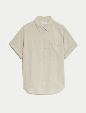 Linen Blend Collared Button Through Shirt Image 2 of 5