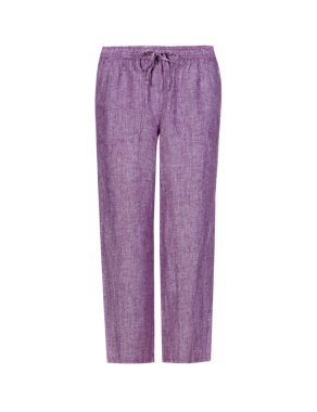 Linen Blend Cropped Beach Trousers Image 2 of 4
