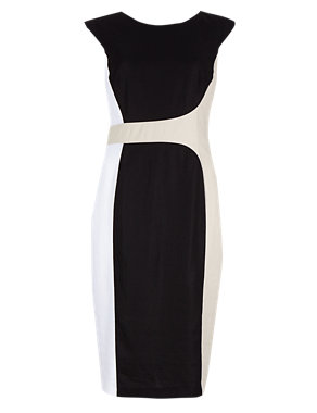 Linen Blend Curved Seam Colour Block Shift Dress | M&S Collection | M&S