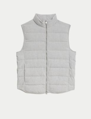Linen Blend Feather and Down Padded Gilet Image 2 of 8