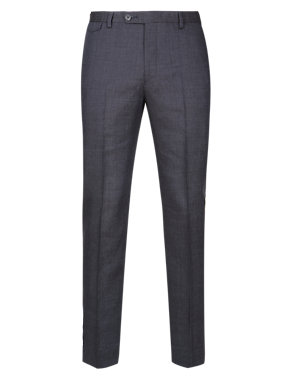 Linen Blend Flat Front Trousers Image 2 of 3