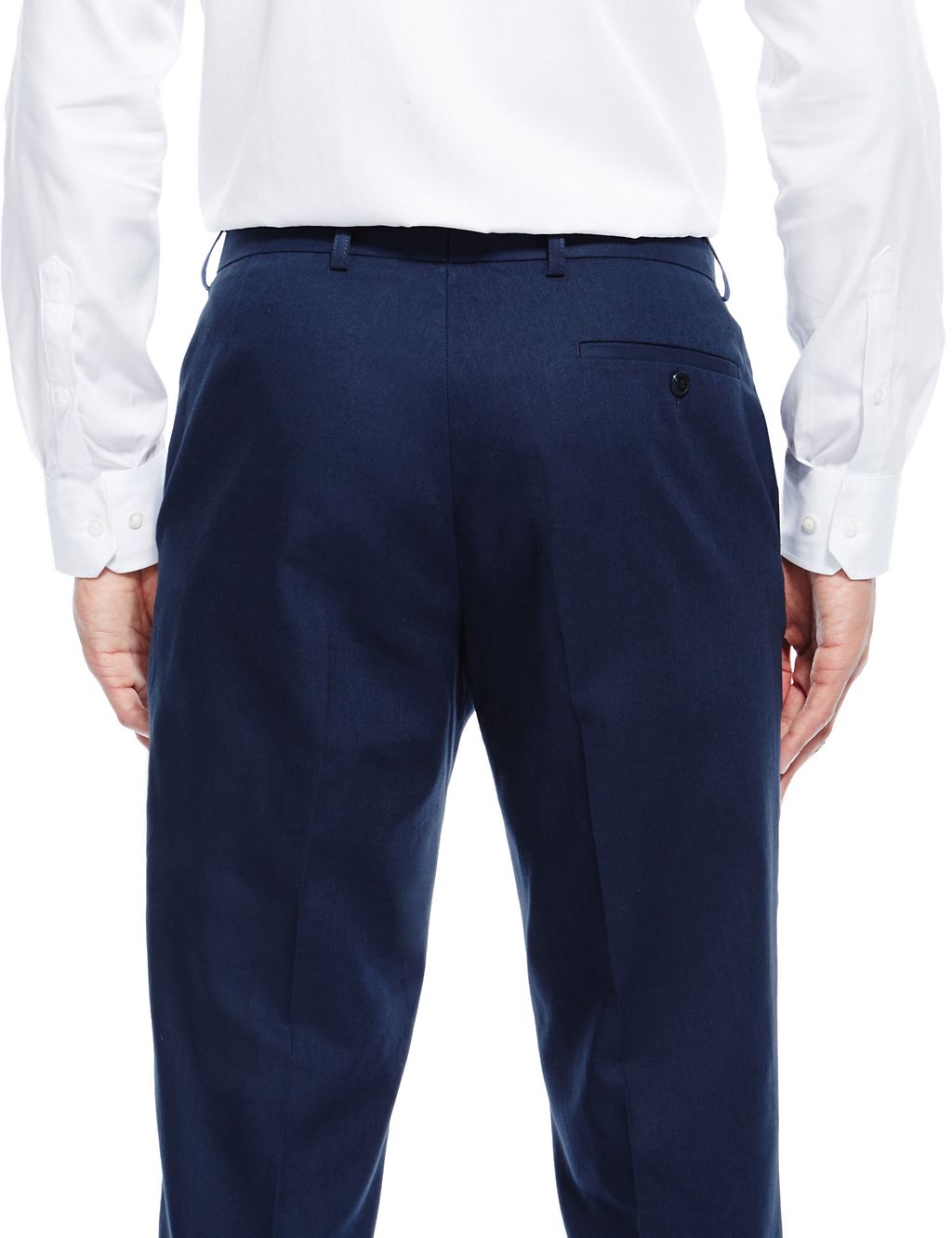 Linen Blend Flat Front Trousers 2 of 3