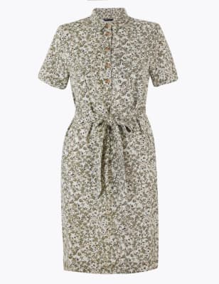 m&s linen shift dress