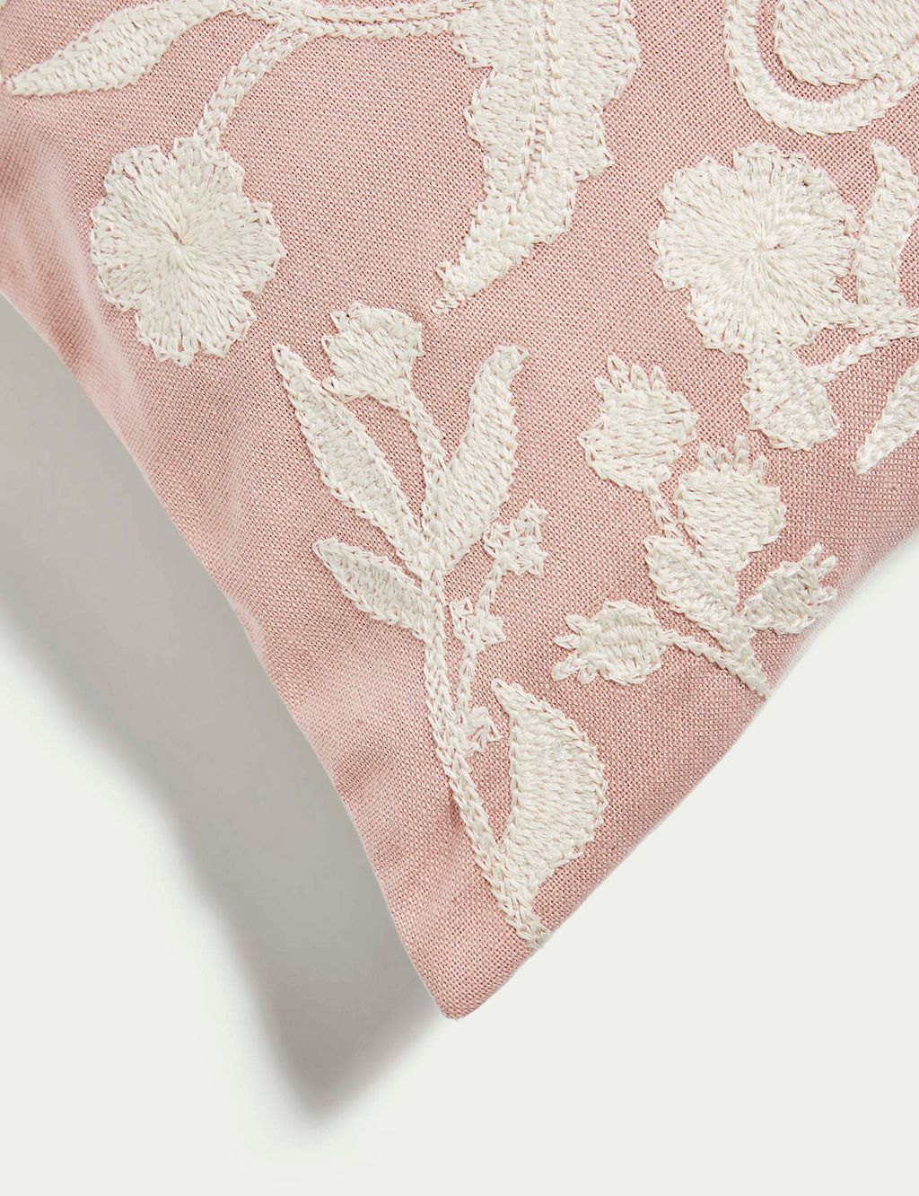 Linen Blend Floral Embroidered Bolster Cushion 4 of 4
