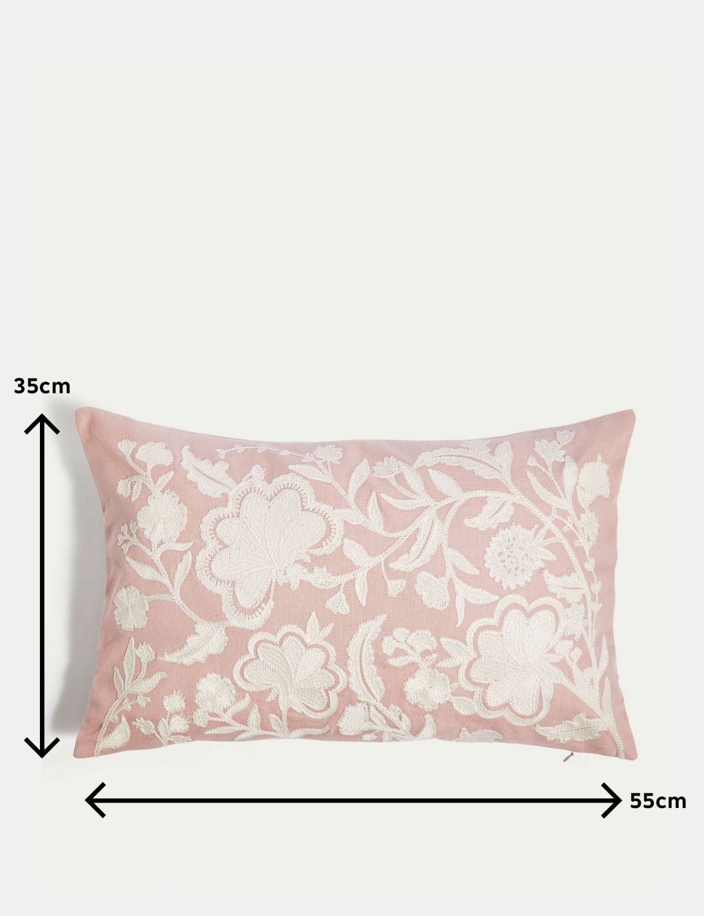 Linen Blend Floral Embroidered Bolster Cushion 5 of 5