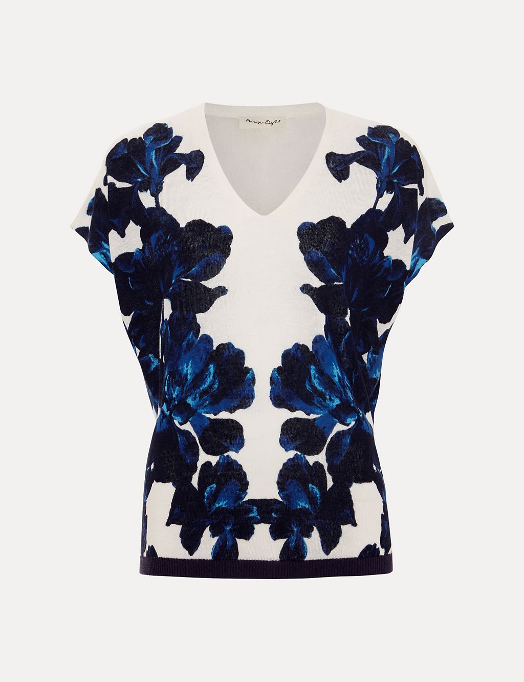 Linen Blend Floral Knitted T-Shirt 1 of 6