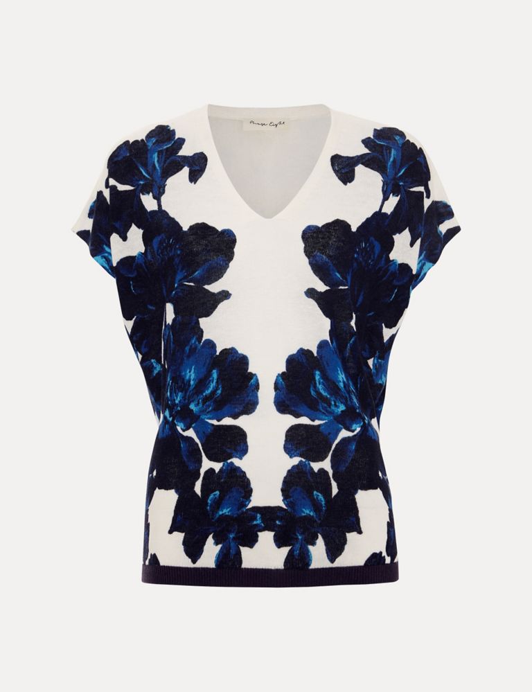 Linen Blend Floral Knitted T-Shirt 2 of 6