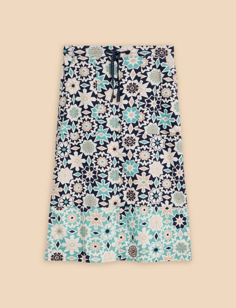 Linen Blend Floral Midi Skirt 2 of 6