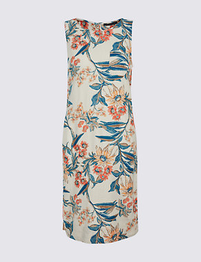 Linen Blend Floral Print Tunic Dress Image 2 of 5