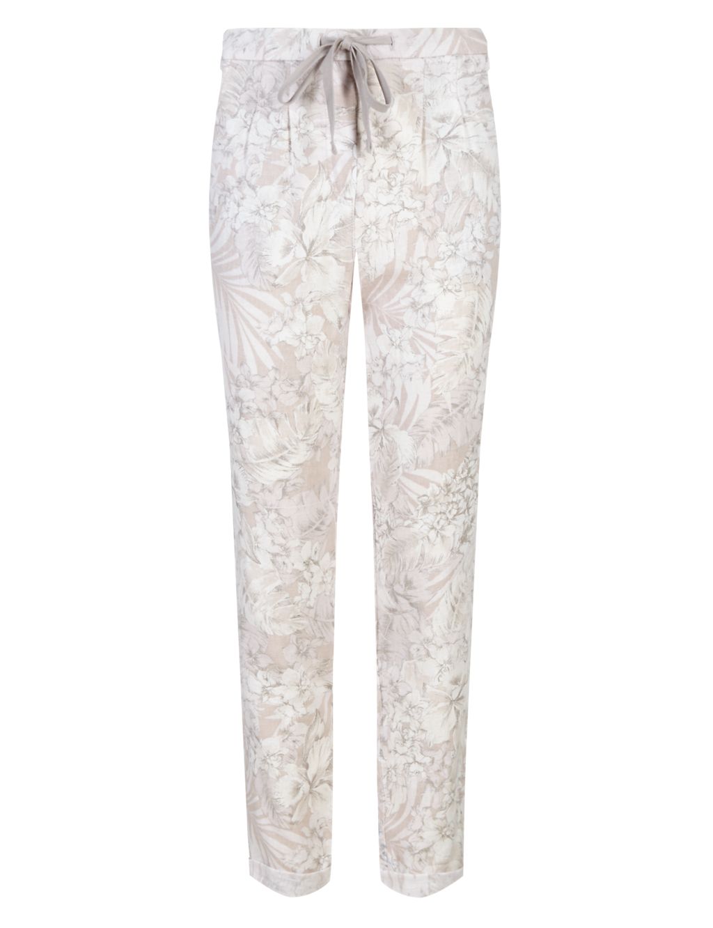 Linen Blend Floral Tapered Leg Trousers 1 of 4