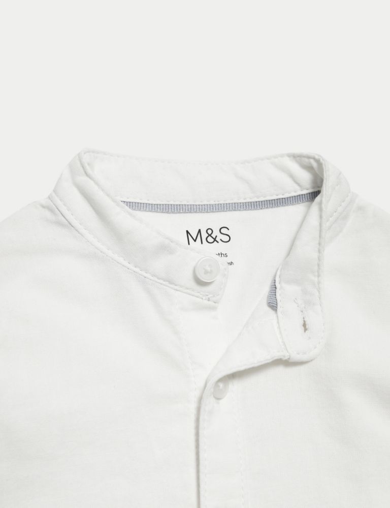 Linen Blend Grandad Shirt (0-3 Yrs) 4 of 5