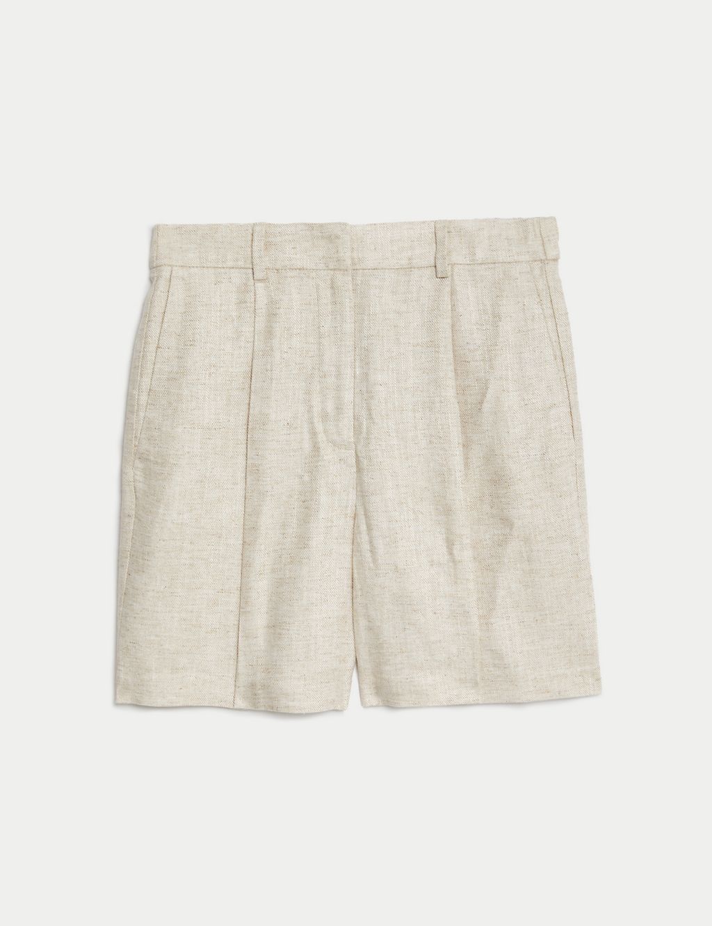 Linen Blend High Waisted Pleat Front Shorts 1 of 5