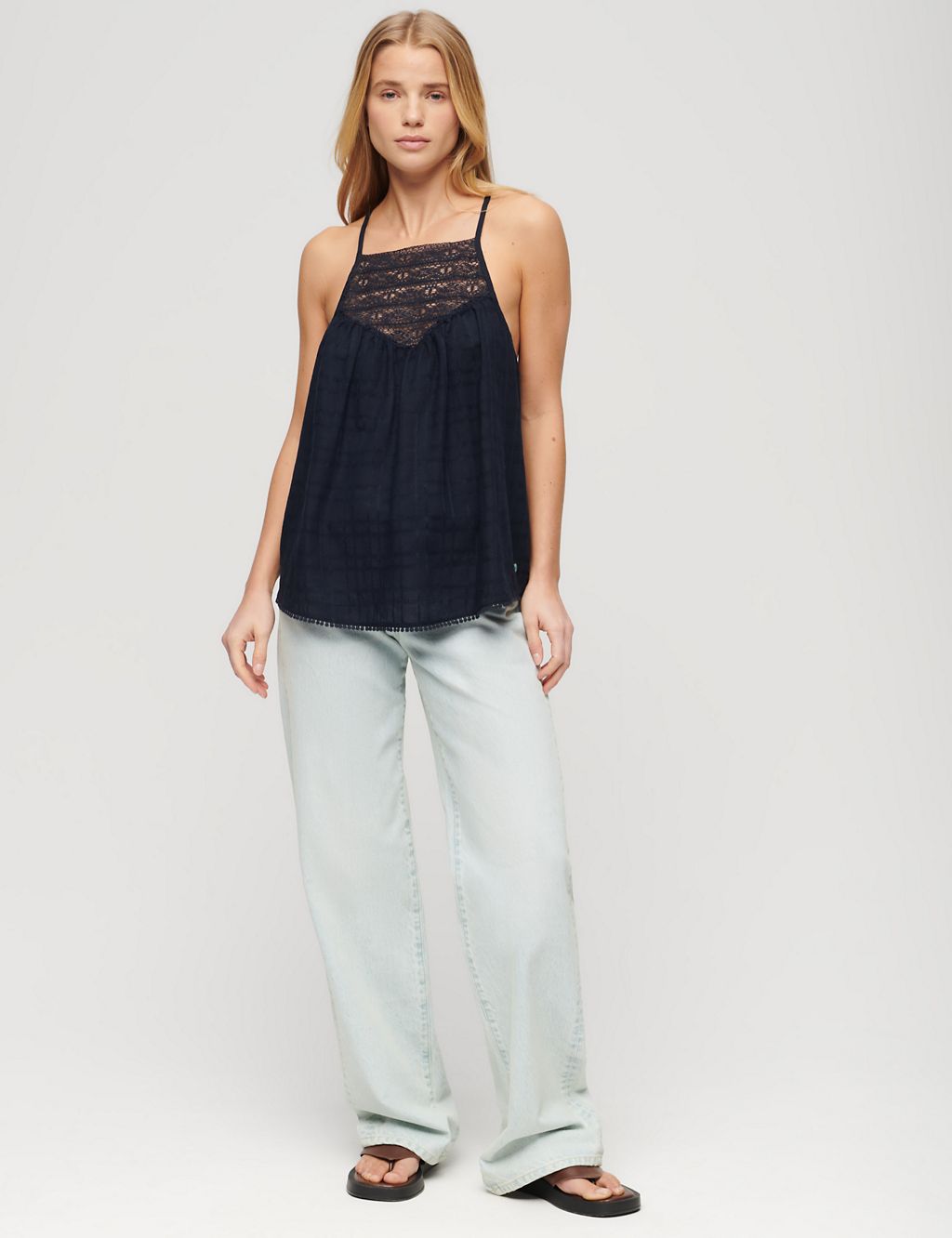 Linen Blend Lace Cami Top 1 of 6