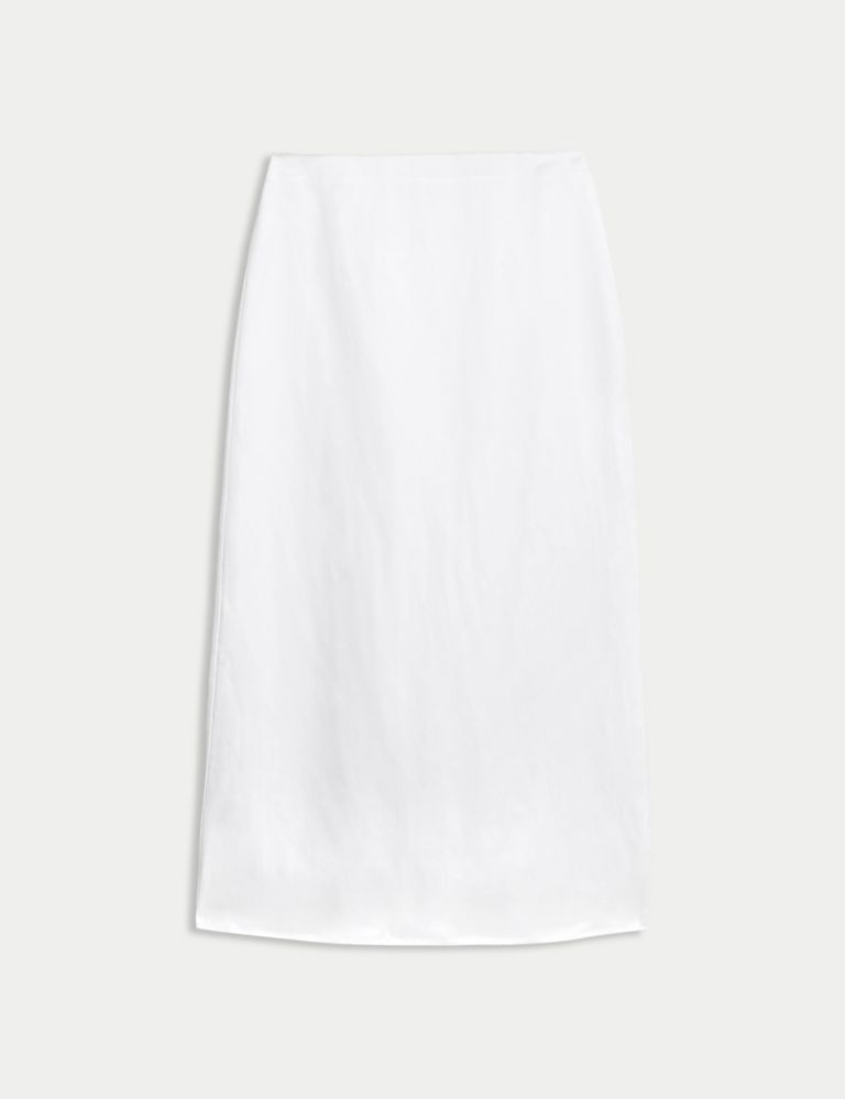 Linen Blend Maxi A-Line Skirt 3 of 6