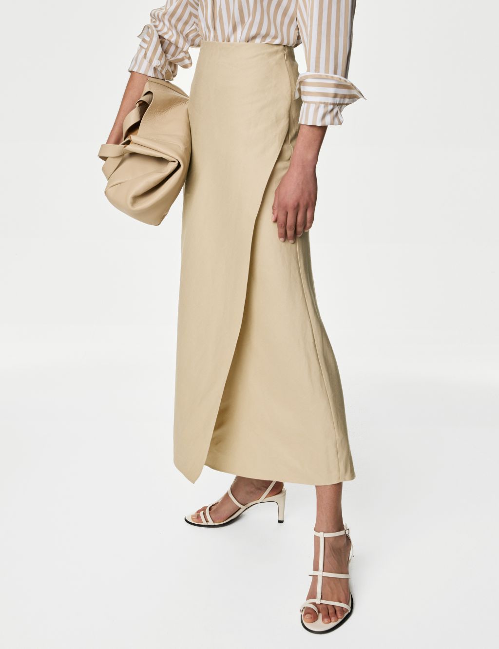 Linen Blend Maxi Wrap Skirt 2 of 6
