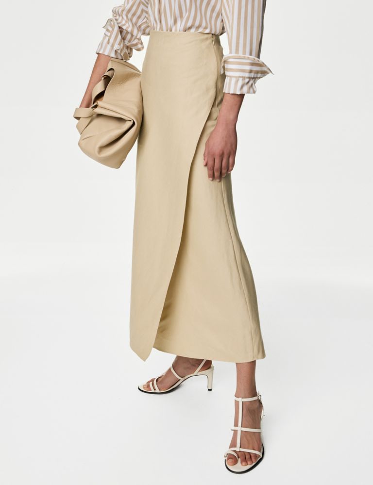 Linen Blend Maxi Wrap Skirt 1 of 6