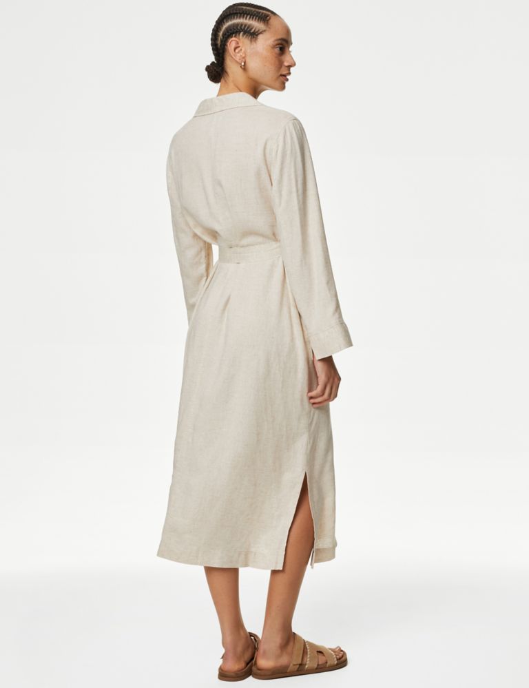 Linen Blend Midaxi Relaxed Shirt Dress 5 of 6