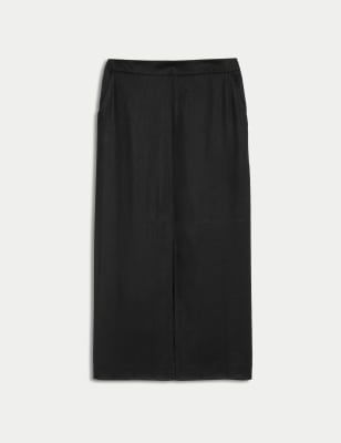 Linen Blend Midi Column Skirt Image 2 of 6