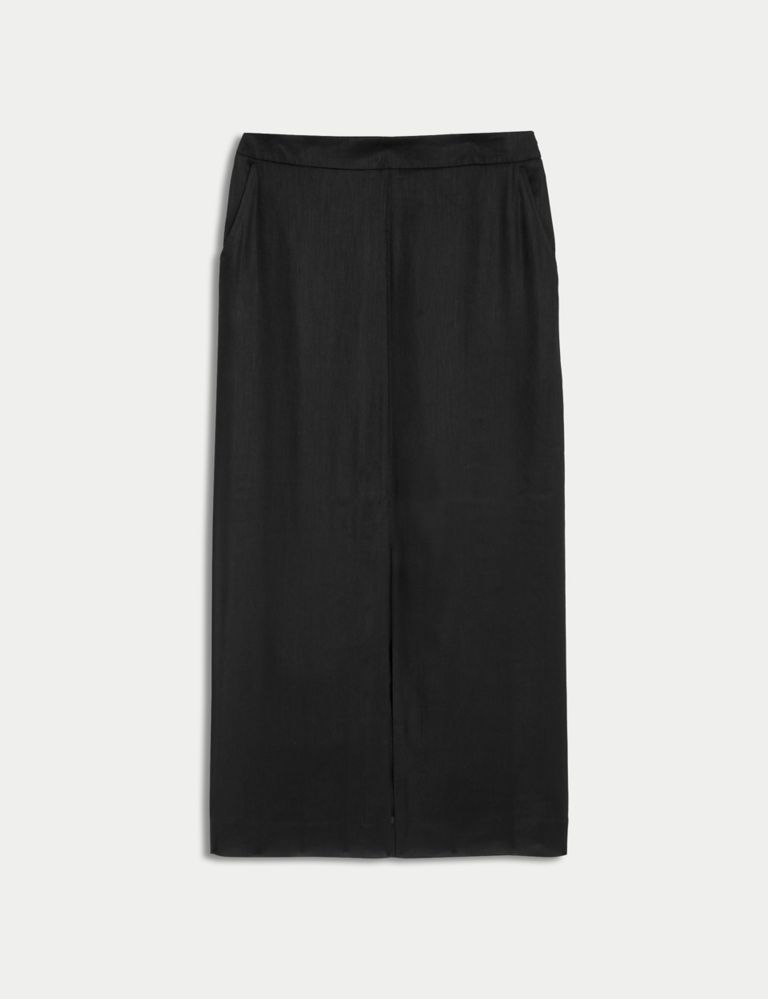 Linen Blend Midi Column Skirt 2 of 6