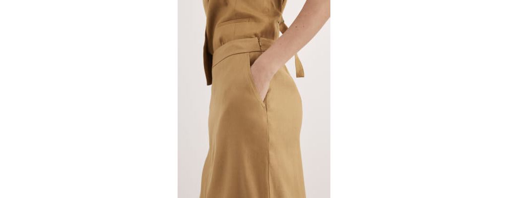 Linen Blend Midi Column Skirt 4 of 8