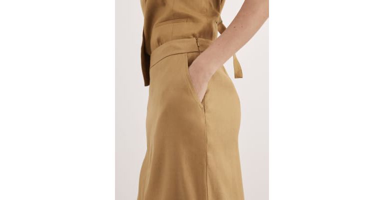 Linen Blend Midi Column Skirt 6 of 8