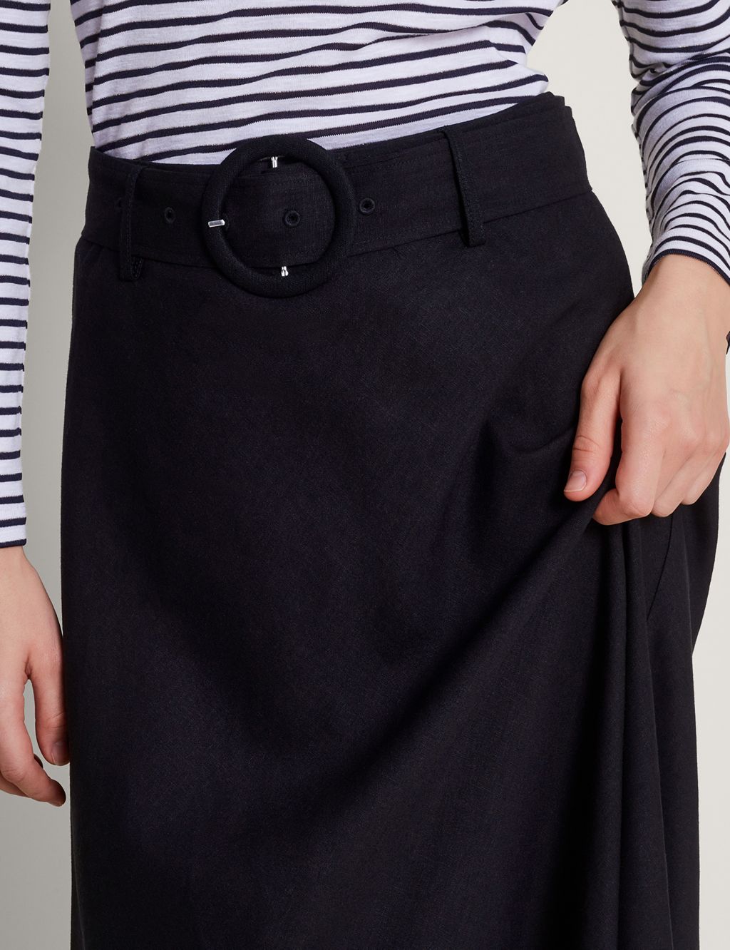 Linen Blend Midi Slip Skirt 5 of 5