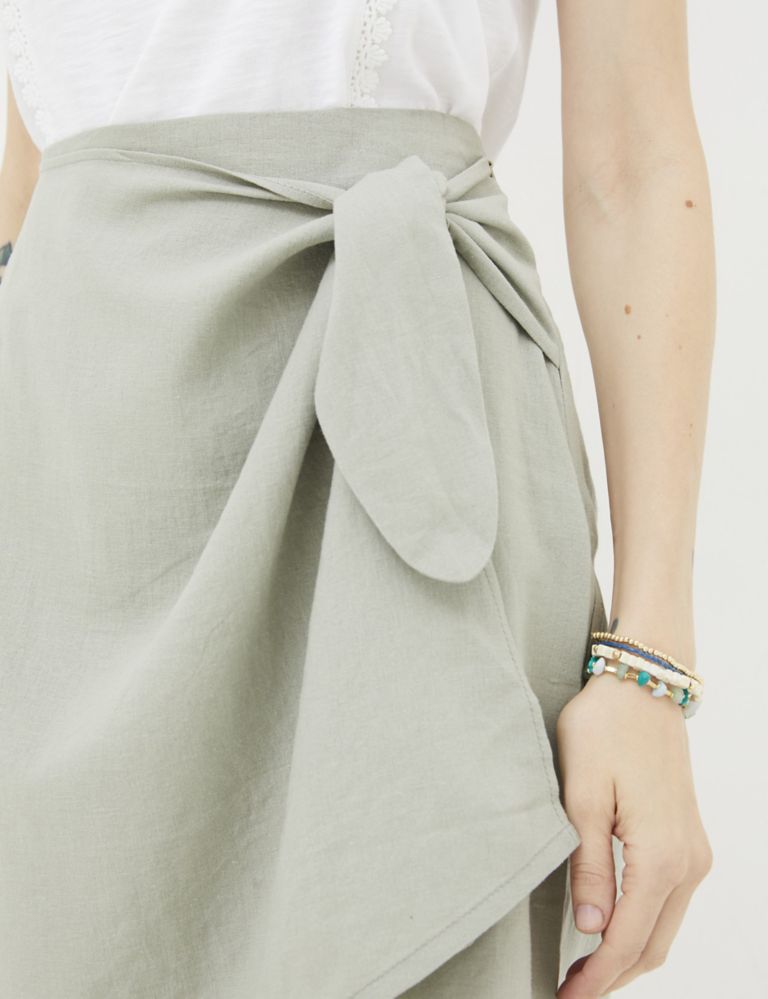 Linen Blend Mini Wrap Skirt 4 of 5