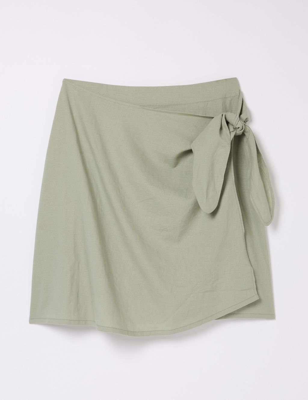 Linen Blend Mini Wrap Skirt 1 of 5