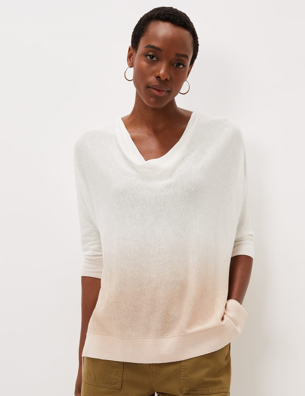 Linen Blend Ombre Cowl Neck Jumper 3 of 4