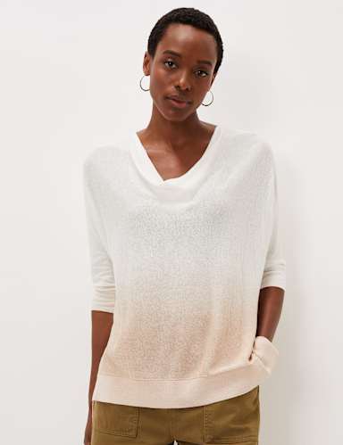 Linen Blend Ombre Cowl Neck Jumper 1 of 4