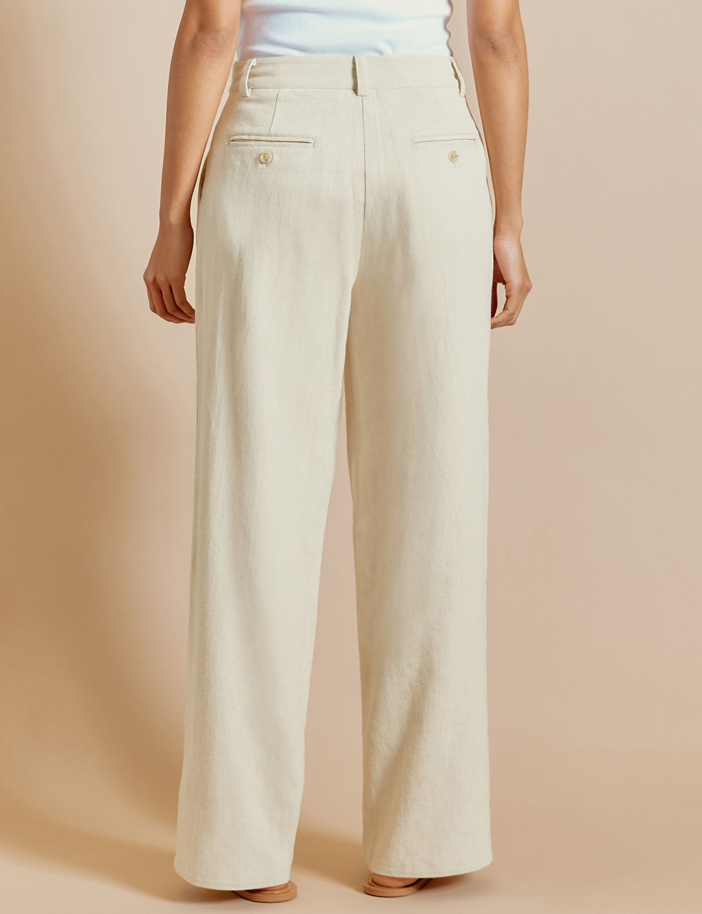 Linen Blend Pleat Front Wide Leg Chinos 2 of 6
