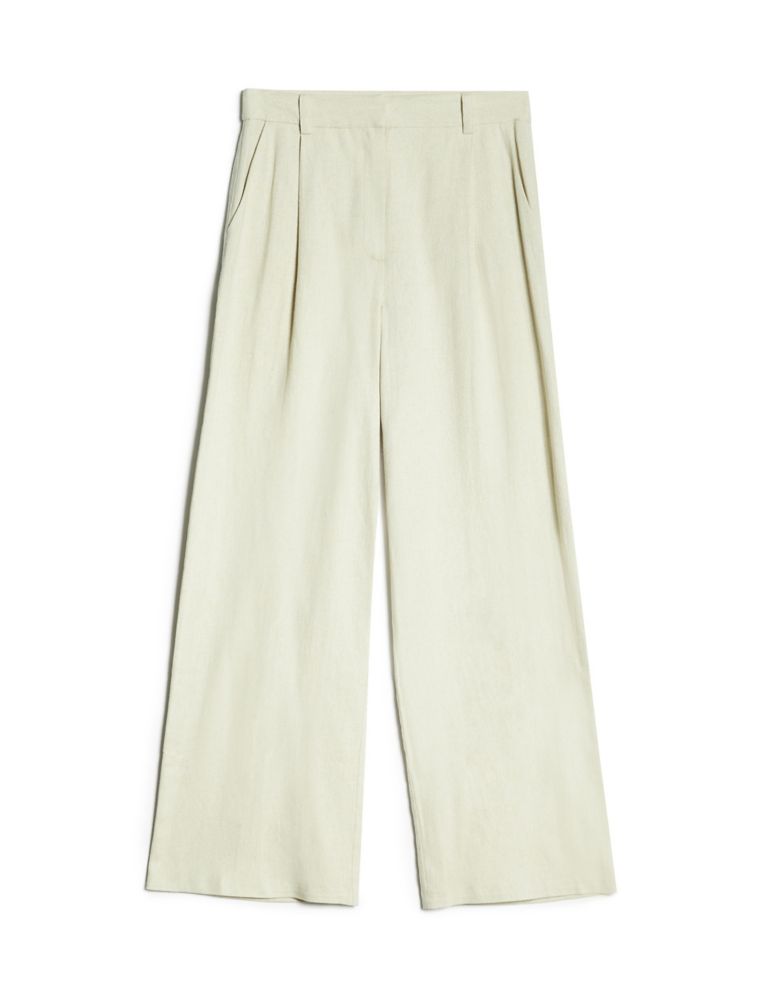 Linen Blend Pleat Front Wide Leg Chinos 2 of 6