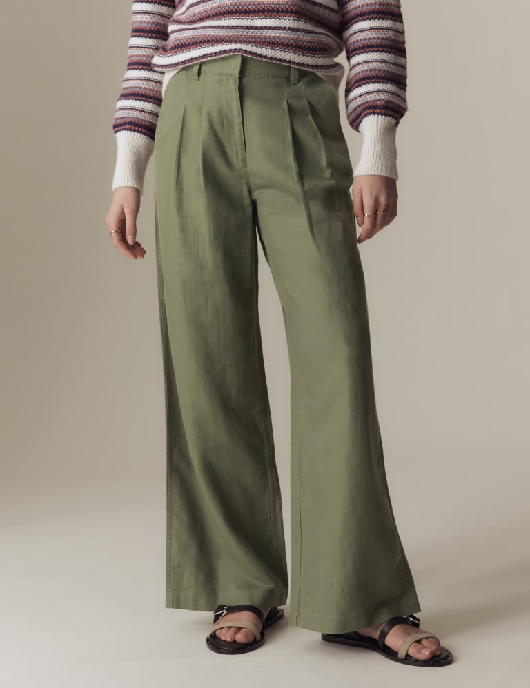 Wide Leg Linen Blend Pant, Cleo