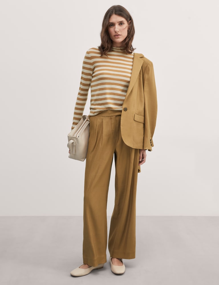 Beige wide leg linen trousers deals