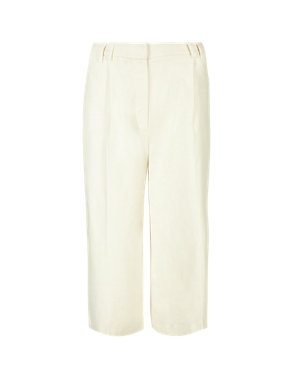 Linen Blend Pleated Culottes Image 2 of 3