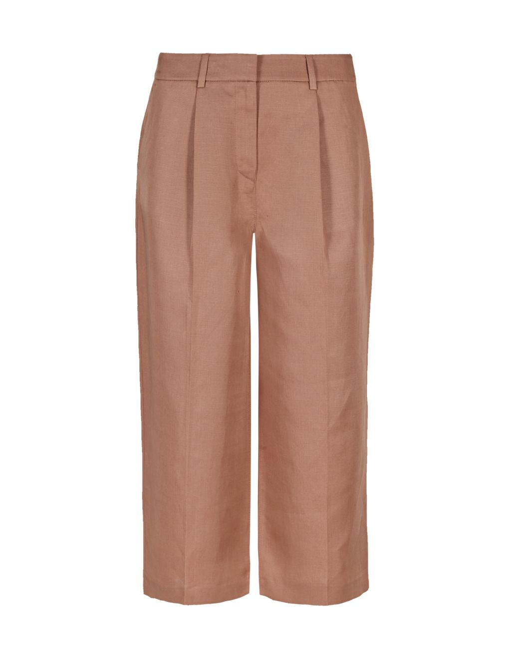 Linen Blend Pleated Wide Leg Culottes 1 of 3