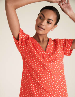 Linen Blend Polka Dot Shift Dress M S Collection M S